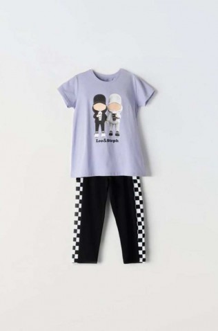 Σετ Μπλούζα με κολάν κάπρι Για Κορίτσι EBITA 242121 λιλά