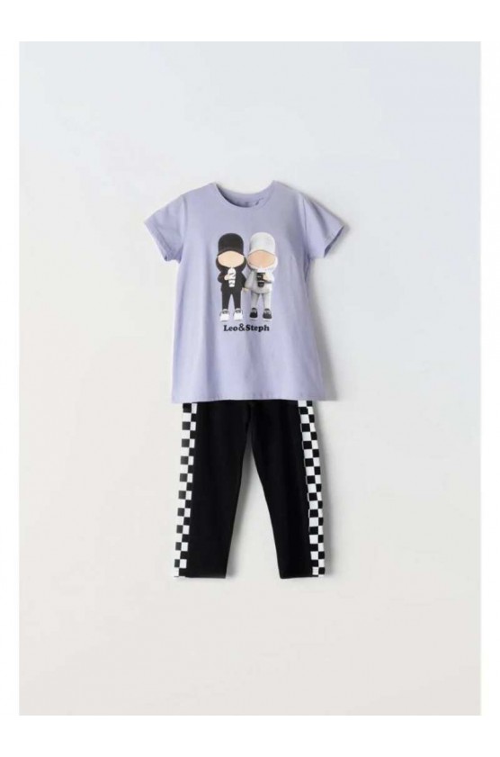 Σετ Μπλούζα με κολάν κάπρι Για Κορίτσι EBITA 242121 λιλά