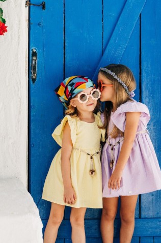 Φόρεμα αμάνικο για μικρά κορίτσια  EBITA 242203 Κίτρινο