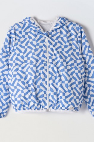 Μπουφάν αντιανεμικό  για  μικρά κορίτσια EBITA 242216 λευκό-μπλε