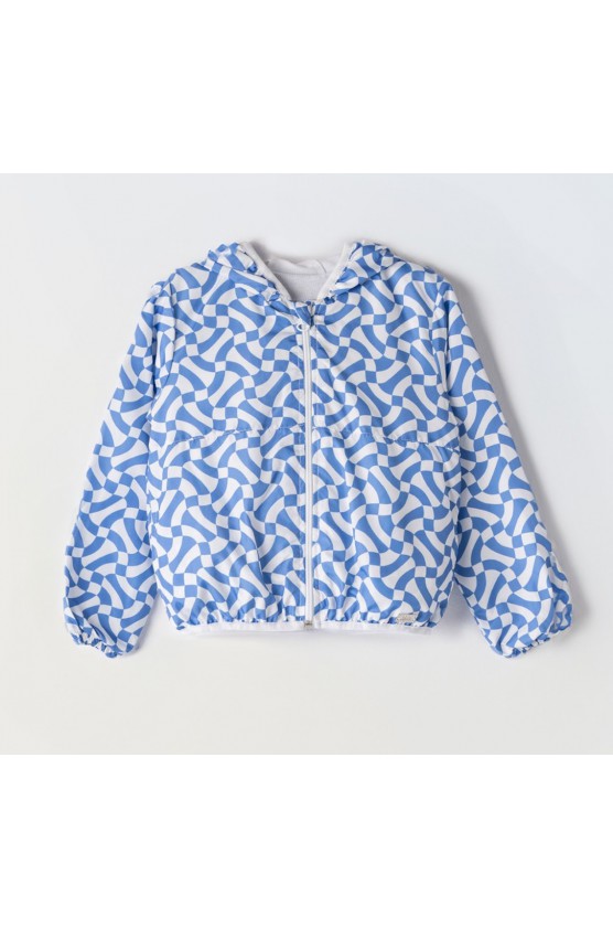 Μπουφάν αντιανεμικό  για  μικρά κορίτσια EBITA 242216 λευκό-μπλε