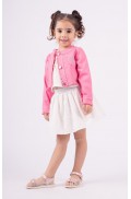 Σετ Φούστα, μπλούζα τζιν πανωφόρι για μικρά κορίτσια EBITA 242217 φούξια