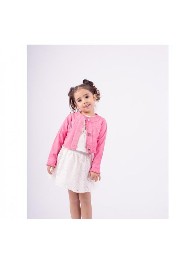 Σετ Φούστα, μπλούζα τζιν πανωφόρι για μικρά κορίτσια EBITA 242217 φούξια