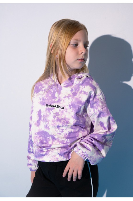 Σετ φόρμας με κουκούλα Tie Dye για κορίτσια EBITA 243002 λιλά