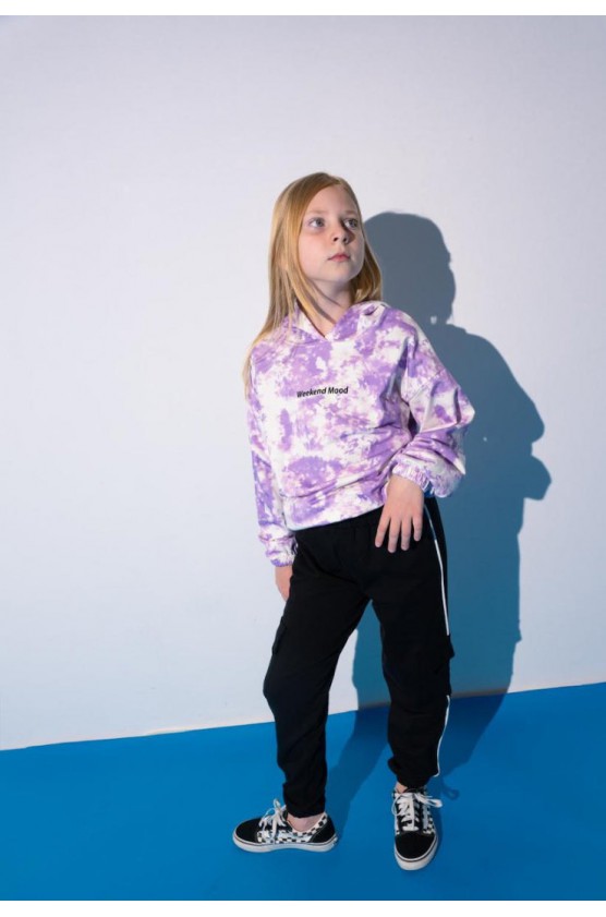 Σετ φόρμας με κουκούλα Tie Dye για κορίτσια EBITA 243002 λιλά