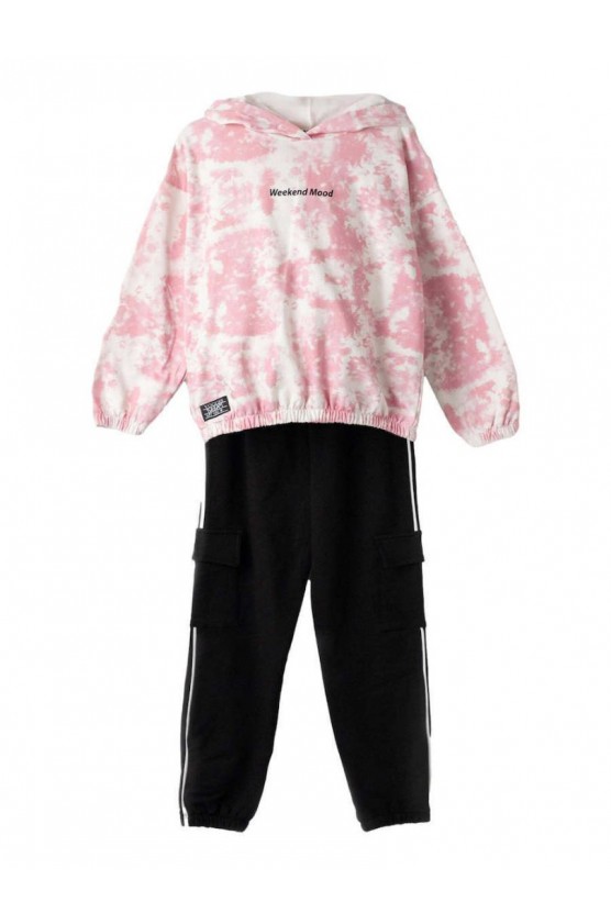 Σετ φόρμας με κουκούλα Tie Dye για κορίτσια EBITA 243002 ροζ