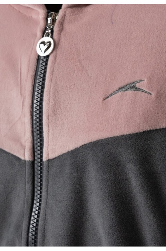 Σετ φόρμας με ζακέτα βελουτέ για κορίτσια EBITA 243005 γκρι-ροζ