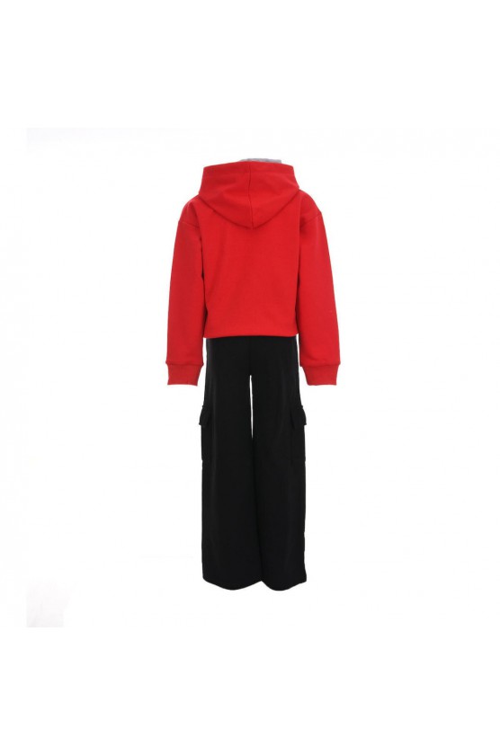 Σετ φόρμας με κουκούλα  για κορίτσια EBITA 243006 κόκκινο