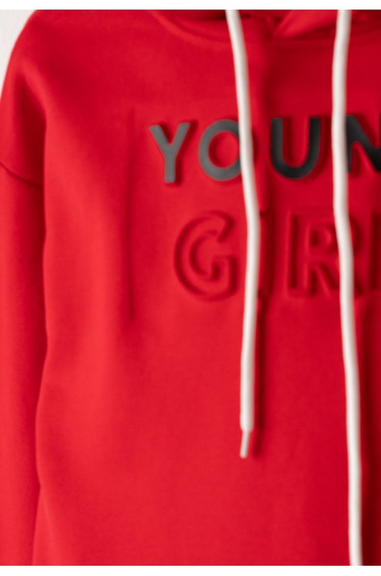 Σετ φόρμας με κουκούλα  για κορίτσια EBITA 243006 κόκκινο