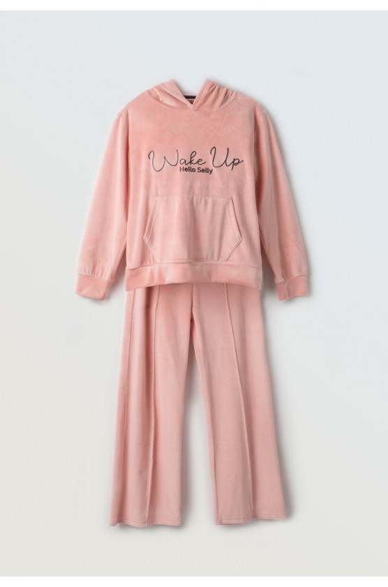 Σετ φόρμας βελουτέ  για κορίτσια EBITA 243044 ροζ