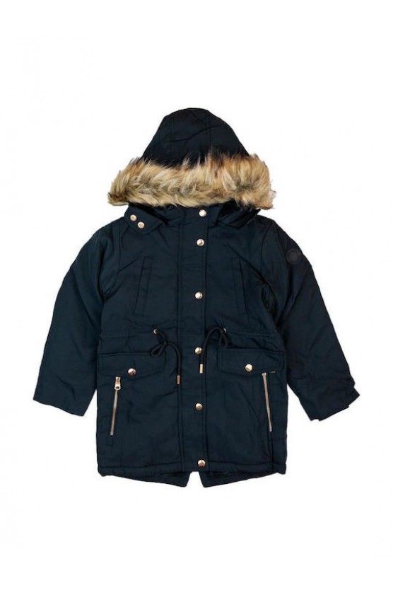 Μπουφάν  παρκά με κουκούλα για  κορίτσια EBITA 243046 μαύρο