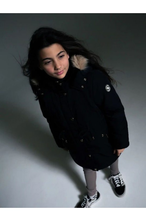 Μπουφάν  παρκά με κουκούλα για  κορίτσια EBITA 243046 μαύρο