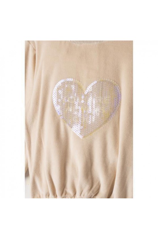 Σετ φόρμας βελουτέ  για κορίτσια EBITA 243277 μπεζ