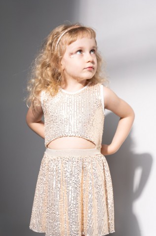 Σετ τοπ με παγιέτες και Φούστα για μικρά κορίτσια EBITA 254224 Χρυσό
