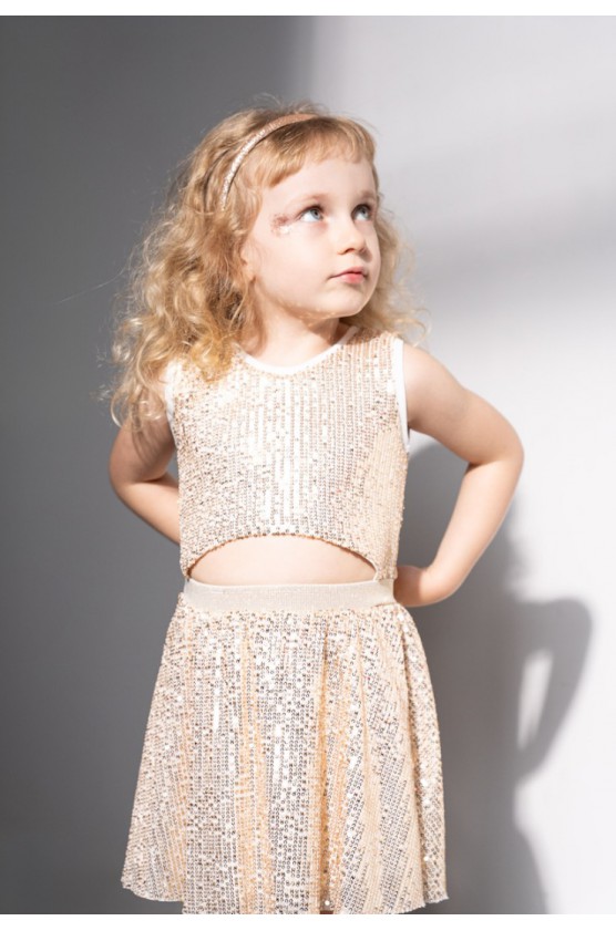 Σετ τοπ με παγιέτες και Φούστα για μικρά κορίτσια EBITA 254224 Χρυσό