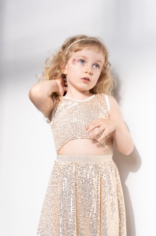 Σετ τοπ με παγιέτες και Φούστα για μικρά κορίτσια EBITA 254224 Χρυσό