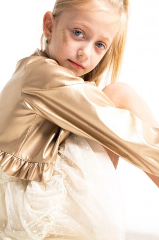 Σετ πανωφόρι μπλουζάκι και Φούστα για μικρά κορίτσια EBITA 254233 Μπεζ