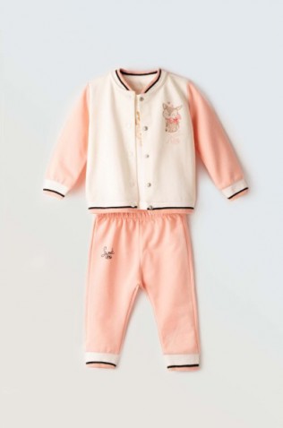 Σετ ζακέτα , μπλούζα και φόρμα  για μικρό κορίτσι ΕΒΙΤΑ 254502 Σομόν
