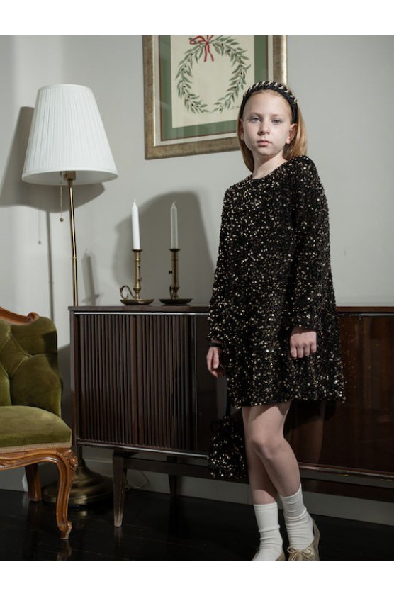 Φόρεμα με μακρύ μανίκι και Παγιέτες  Για κορίτσια ebita 255054 Μαύρο