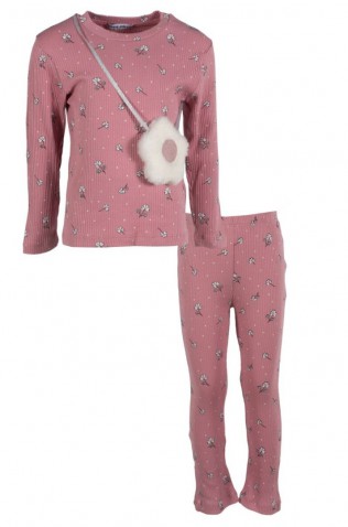 Σετ μπλούζα με  κολάν ριμπ EBITA 255228 Ροζ