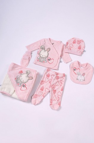 Βρεφικό Σετ 7τμχ για μωρό κορίτσι ΕΒΙΤΑ ΜΙ45 ροζ