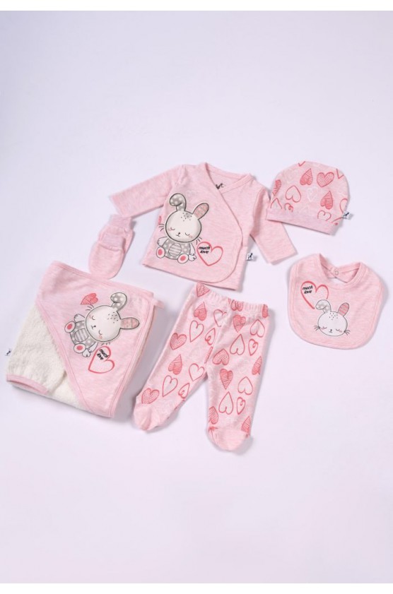 Βρεφικό Σετ 7τμχ για μωρό κορίτσι ΕΒΙΤΑ ΜΙ45 ροζ