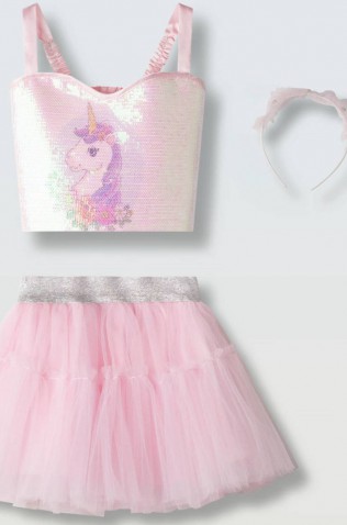 Σετ τοπ παγιέτα και Φούστα για μικρά κορίτσια EBITA 266234 ροζ