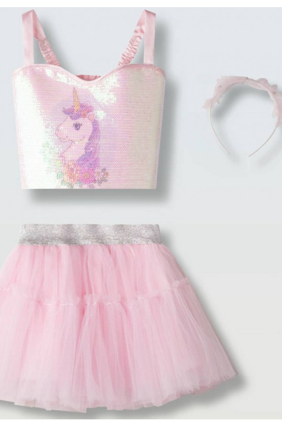 Σετ τοπ παγιέτα και Φούστα για μικρά κορίτσια EBITA 266234 ροζ