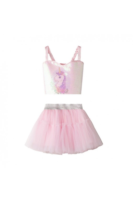 Σετ τοπ παγιέτα και Φούστα για μικρά κορίτσια EBITA 266234 ροζ