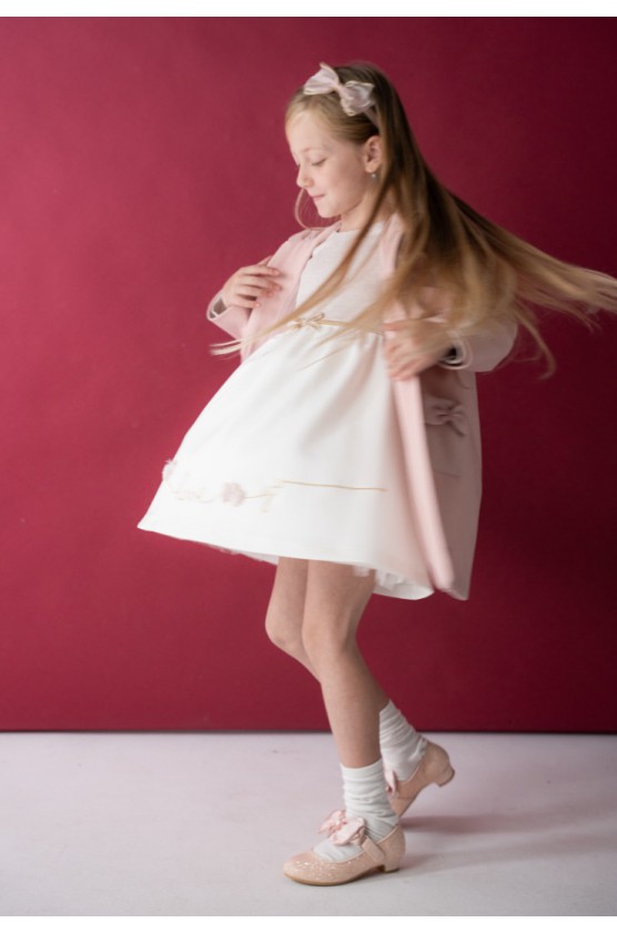 Φόρεμα Μακρυμάνικο Σετ με Πανωφόρι  EBITA 243229 ροζ