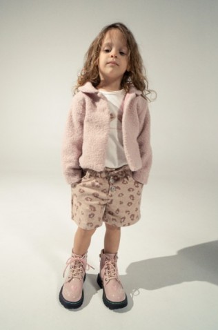 Σετ μπλούζα , σορτς και πανωφόρι για μικρά κορίτσια EBITA 243241 ροζ