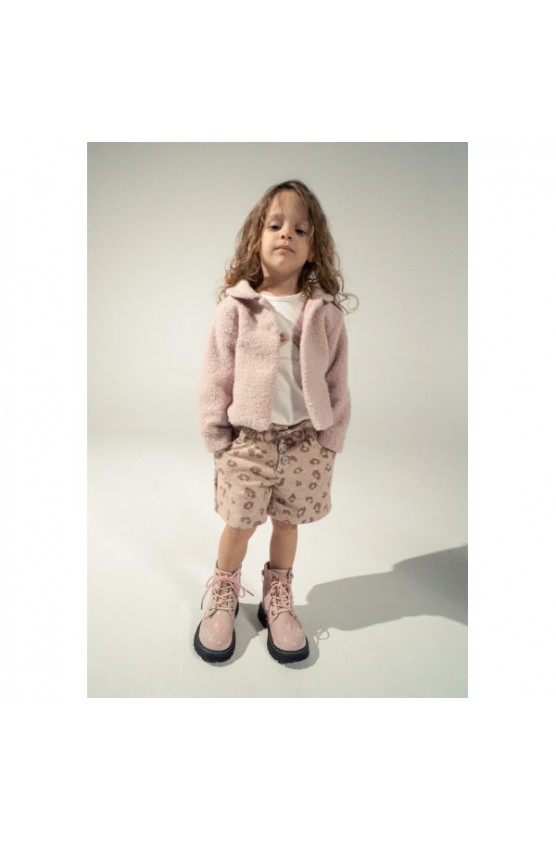 Σετ μπλούζα , σορτς και πανωφόρι για μικρά κορίτσια EBITA 243241 ροζ