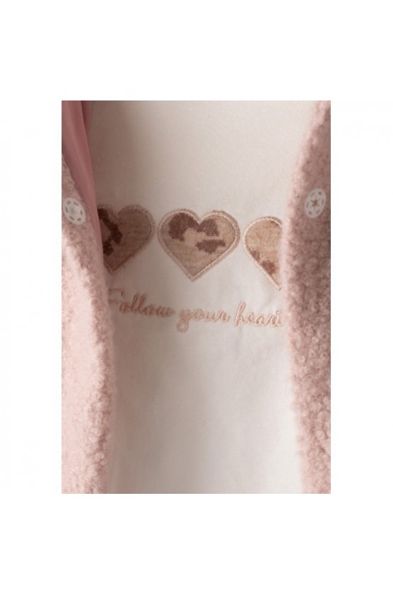 Σετ μπλούζα , σορτς και πανωφόρι για μικρά κορίτσια EBITA 243241 ροζ