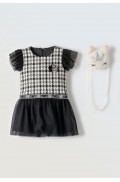 Παιδικό Φόρεμα Κοντομάνικο καρό EBITA 243243 μαύρο
