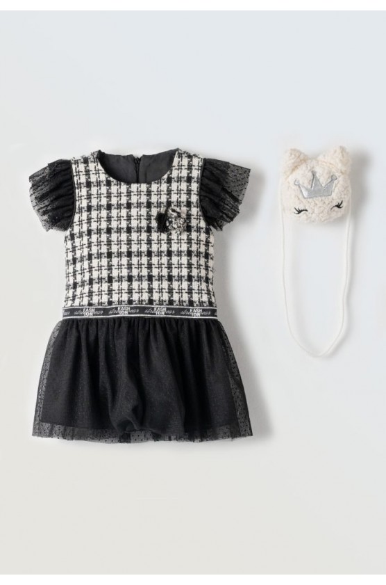 Παιδικό Φόρεμα Κοντομάνικο καρό EBITA 243243 μαύρο
