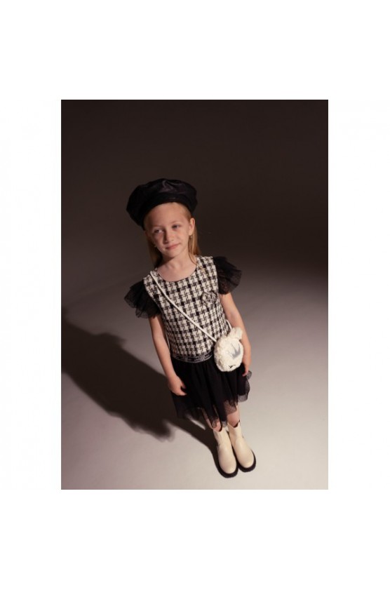 Παιδικό Φόρεμα Κοντομάνικο καρό EBITA 243243 μαύρο