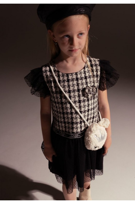 Παιδικό Φόρεμα Κοντομάνικο καρό EBITA 243243 μαύρο