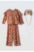 Σετ μπλούζα  με παντελόνα πλεκτή για κορίτσια EBITA 243273 πορτοκαλί