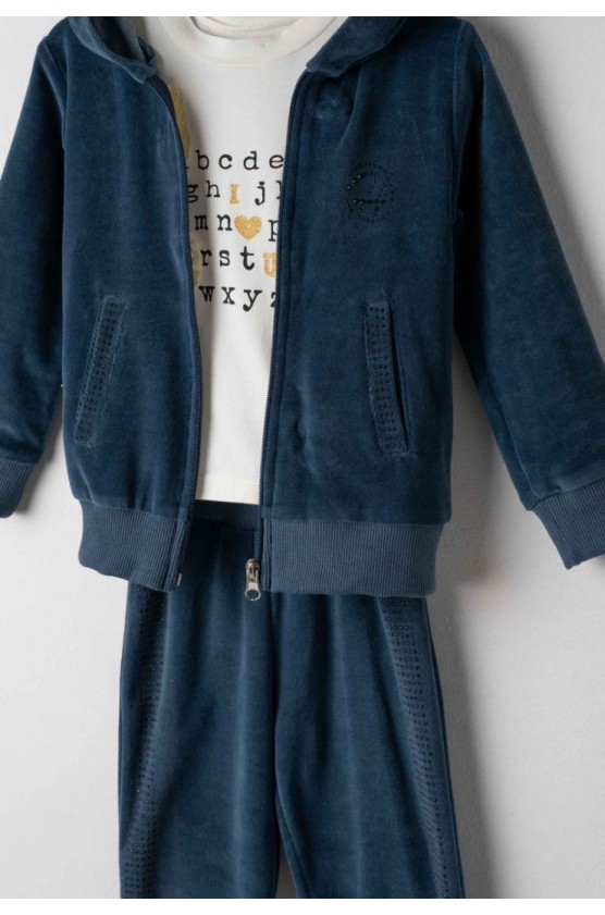 Σετ φόρμας με ζακέτα για κορίτσια EBITA 243280 σκούρο πετρόλ