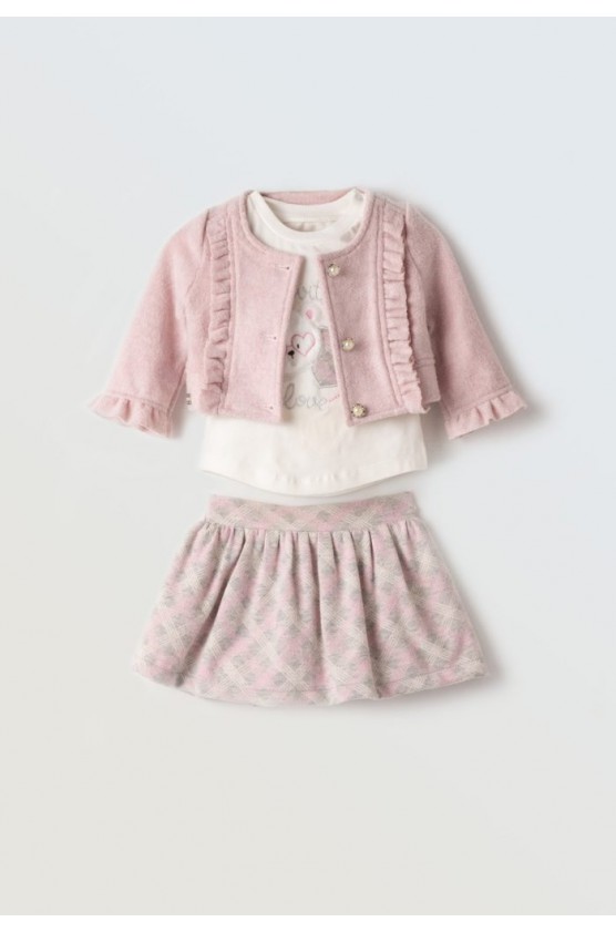 Σετ τριών τεμαχίων με φούστα για Κορίτσι Εβίτα 243525 ροζ