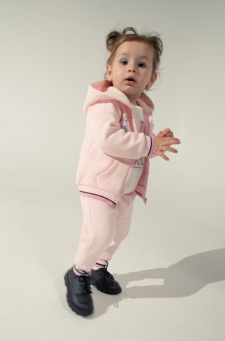 Σετ ζακέτα, μπλούζα και παντελόνι φόρμας για μικρά κορίτσια EBITA 243528 ροζ