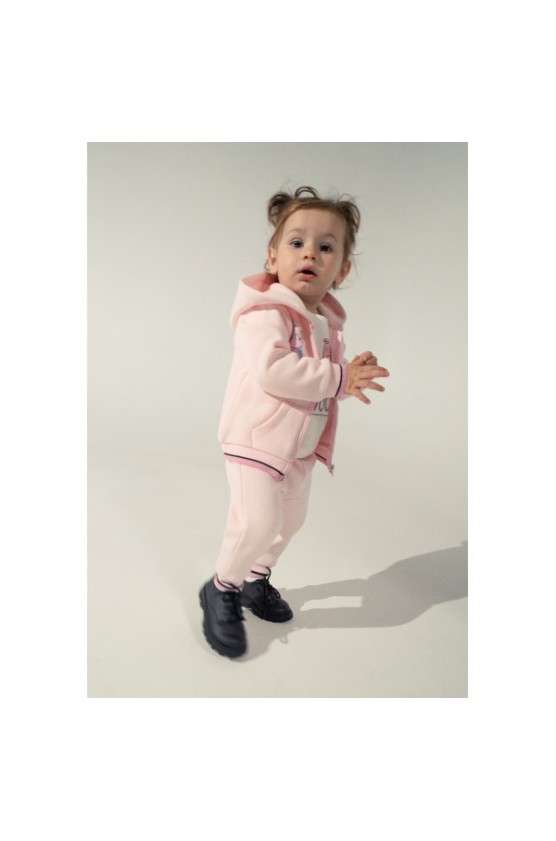 Σετ ζακέτα, μπλούζα και παντελόνι φόρμας για μικρά κορίτσια EBITA 243528 ροζ