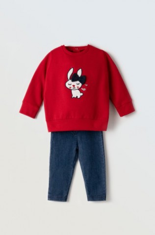 Σετ μπλούζα φούτερ με κολάν για μικρά κορίτσια EBITA 243531 κόκκινο
