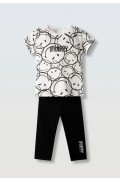 Σετ μπλούζα  με κολάν  κάπρι για κορίτσια EBITA 254058 λευκό-μαύρο