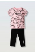 Σετ μπλούζα  με κολάν  κάπρι για κορίτσια EBITA 254058 ροζ-μαύρο
