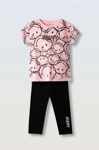 Σετ μπλούζα  με κολάν  κάπρι για κορίτσια EBITA 254058 ροζ-μαύρο