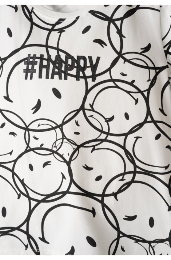 Σετ μπλούζα  με κολάν  κάπρι για κορίτσια EBITA 254058 λευκό-μαύρο