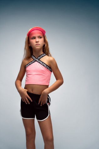 Σετ μπλουζάκι με σορτς για κορίτσια EBITA 254074 ροζ-μαύρο 