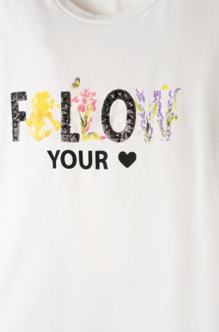 Σετ μπλούζα  με κολάν  κάπρι για κορίτσια EBITA 254098 λευκό