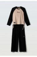 Σετ Μπλούζα και Παντελόνι cargo Εβίτα 255036 μαύρο - μπεζ